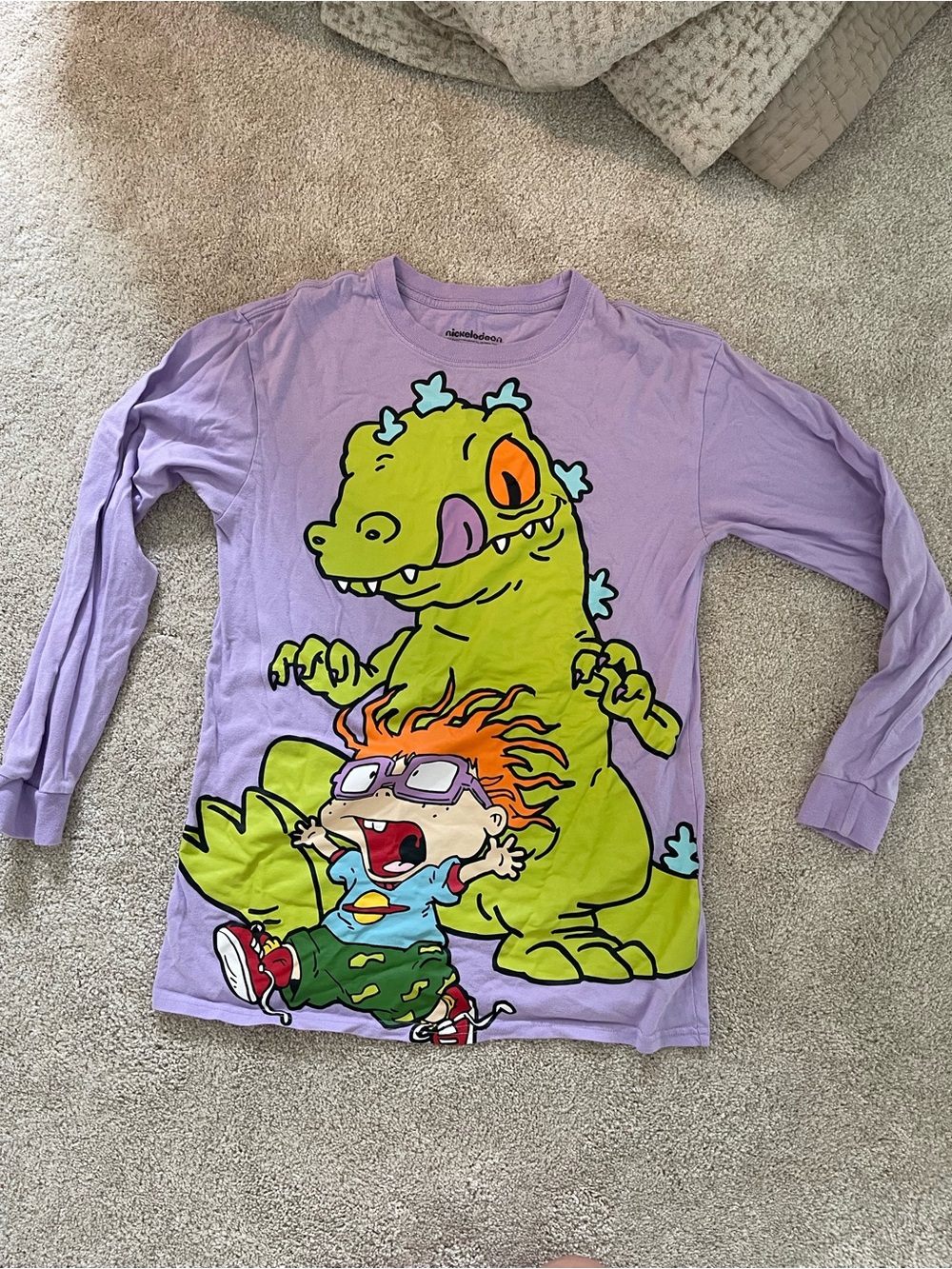 Nickelodeon Lilac Long-Sleeve Tee with Green Dinosaur and Orange Accent